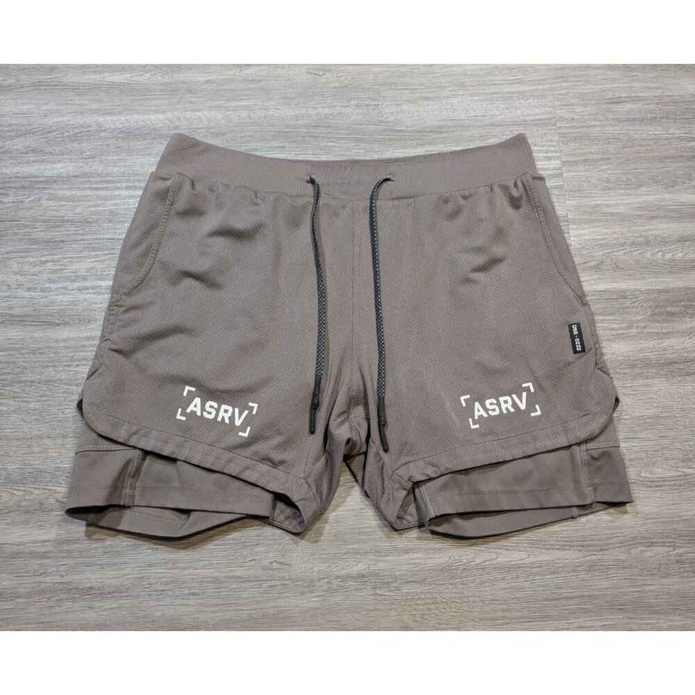 ASRV DSG-0222 Men's Medium Lined Performance Shorts Brown Drawstring Athletic